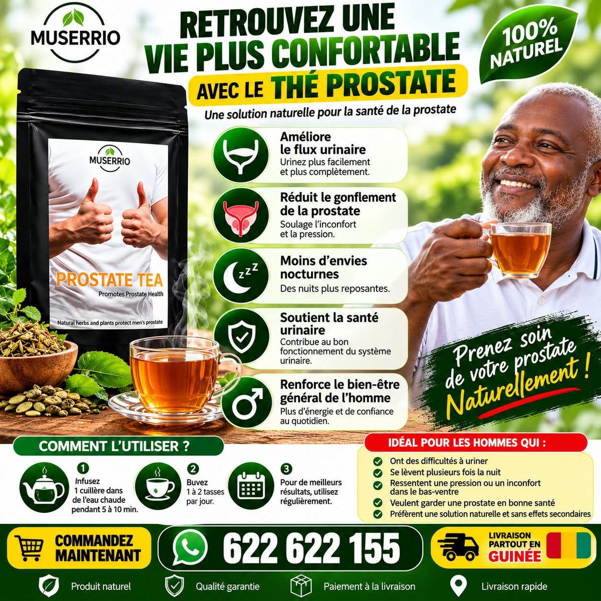 🌿 MUSERRIO PROSTATE TEA : LA ROUTINE NATURELLE POUR LE BIEN-ÊTRE MASCULIN
