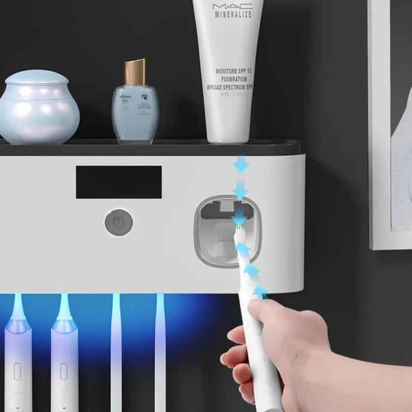 Support mural intelligent pour brosses à dents avec stérilisation