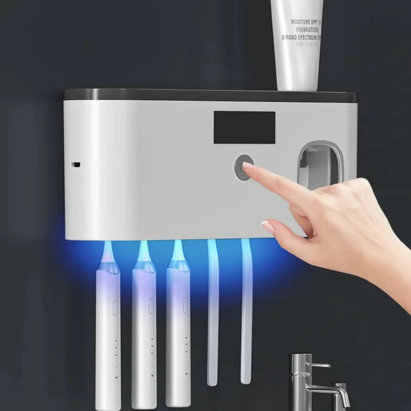 Support mural intelligent pour brosses à dents avec stérilisation